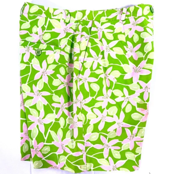 Lilly Pulitzer Pink & Green Lily Print Shorts Size 10 - Picture 7 of 10